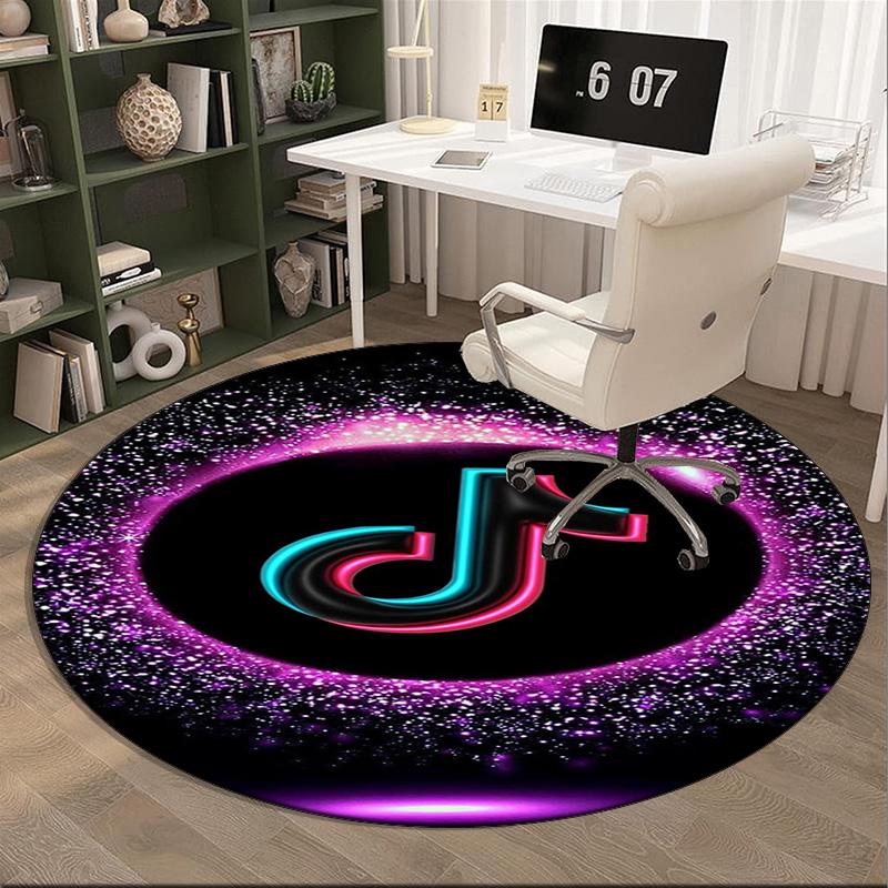 Tiktok Logo Design Round Rug for Livingroom,Bedroom, Palyroom, Chair Rug, Area rug, Circle Carpet, Large Size Fan Christmas gift