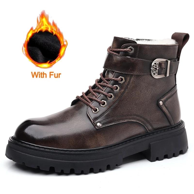 

Высококачественные мужские мотоциклетные ботинки, удобные ботинки на платформе, высокие кожаные ботинки для активного отдыха, повседневная мужская обувь класса люкс 44