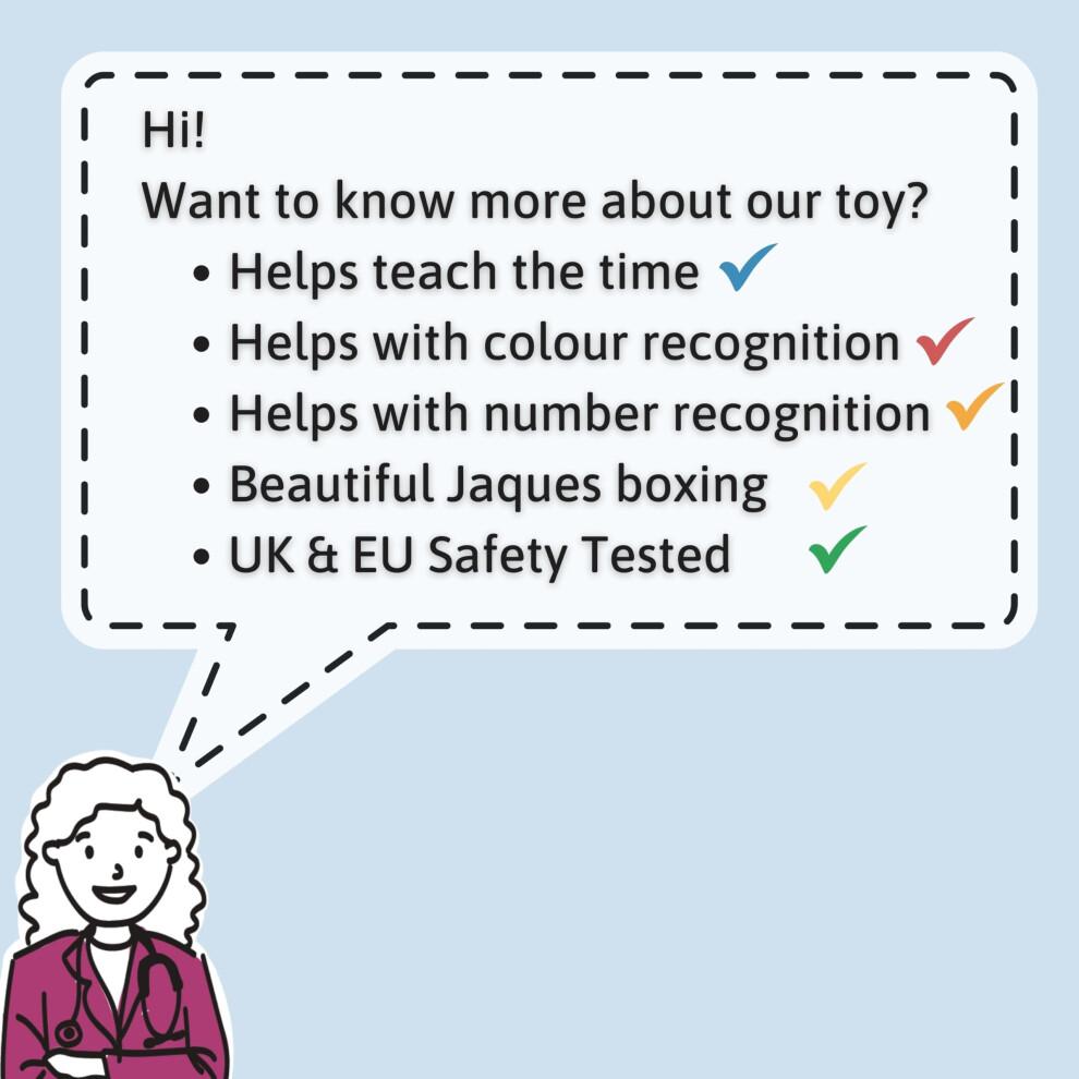 Jaques of London | Montessori Spielzeug für 1-Jährige | Hölzerne Lernuhr | Lernuhr für Kinder | Lernspielzeug für 2-Jährige | Holz
