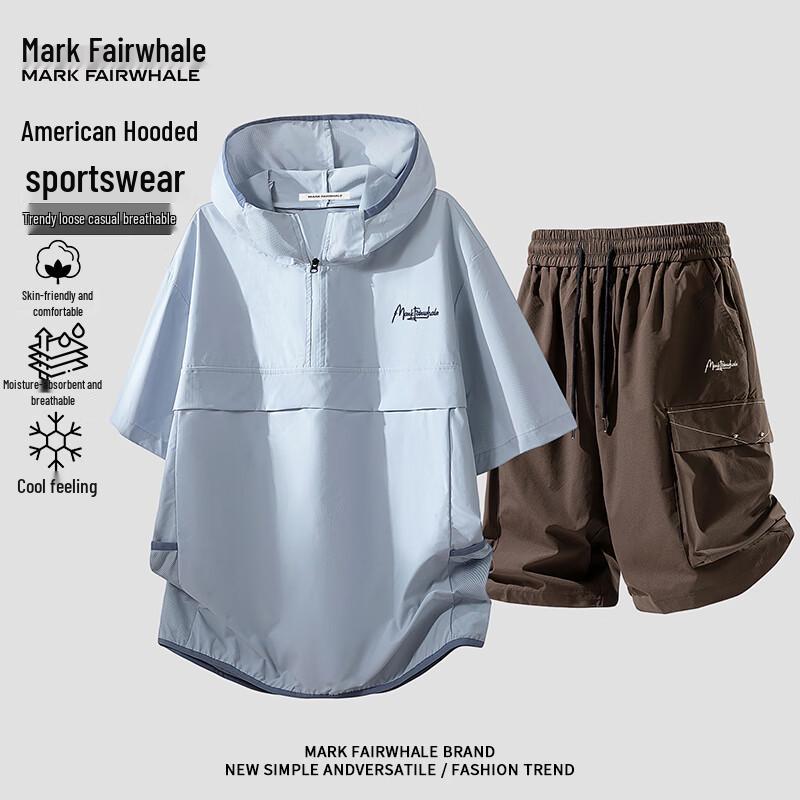 Mark Fairwhale Men s Casual Hooded Short Sleeve T-Shirt & Shorts Set 3XL