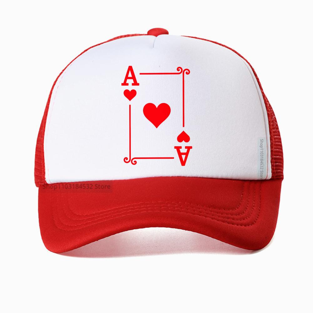 Funny Playing Cards Ace Hearts Graphic Baseball Cap Poker Party Casual Adjustable Breathable Casquette Hat