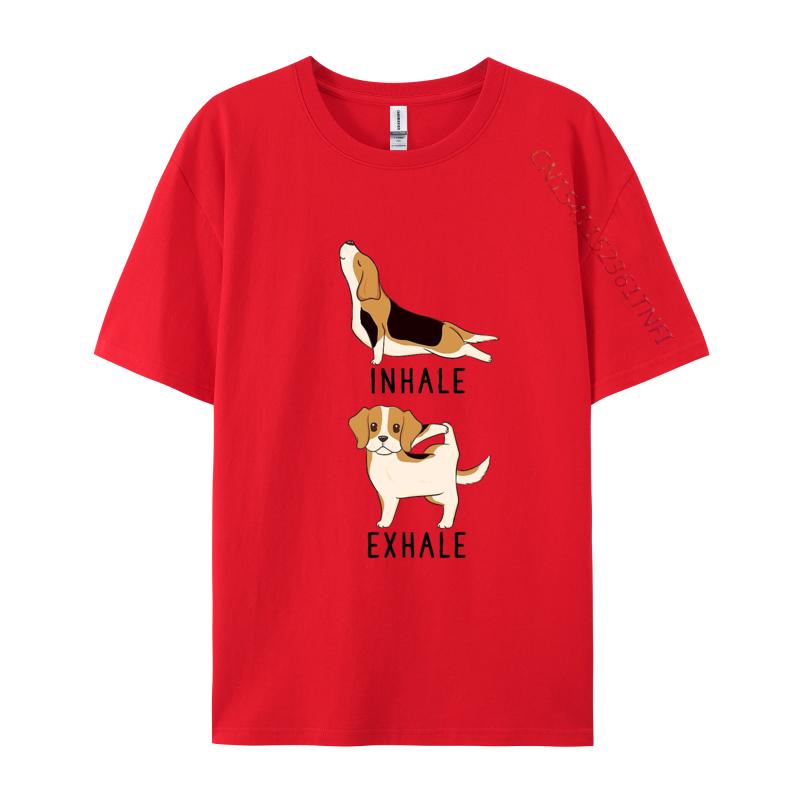 Inhale Exhale Beagle Yoga Tshirt Men Humorous TShirt Cotton Tees Harajuku TShirt Anime Printed Tshirt S