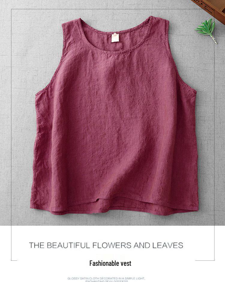 2026 Casual Plus Size Sleeveless Linen Pullover for Women