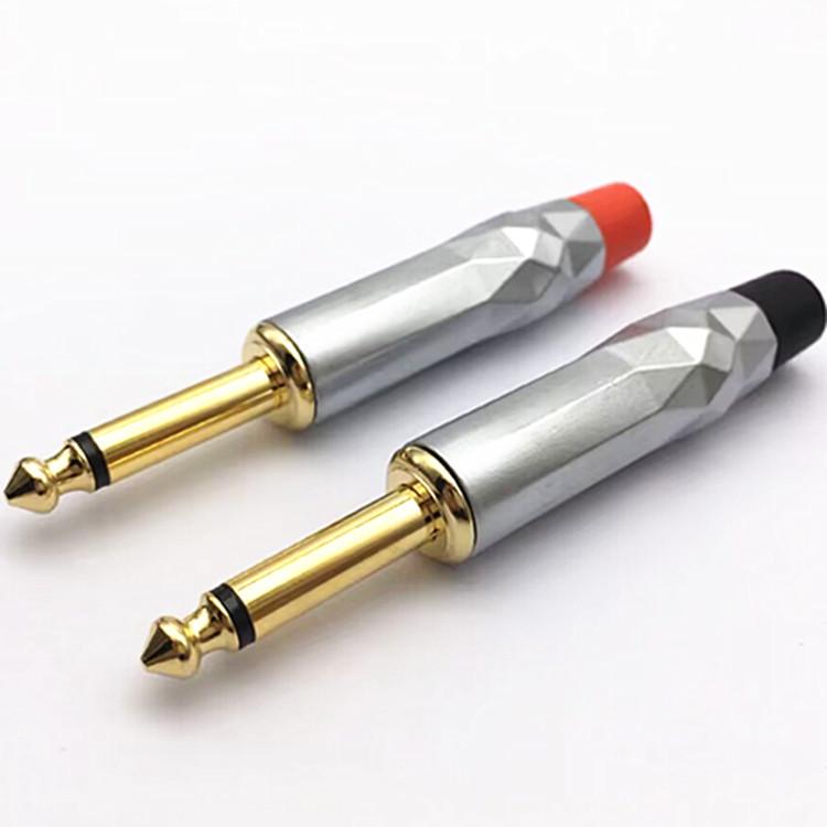 Gold-Plated 6.5mm Welding Head Guitar Mic Cable with Large Mono 6.35mm Speaker Plug