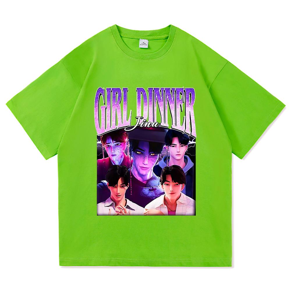 Girl Dinner Abby Jinu T Shirt 2025 Anime Demon Hunters Saja Boys Men/women Clothing Vintage Harajuku High Quality Cotton Tshirts