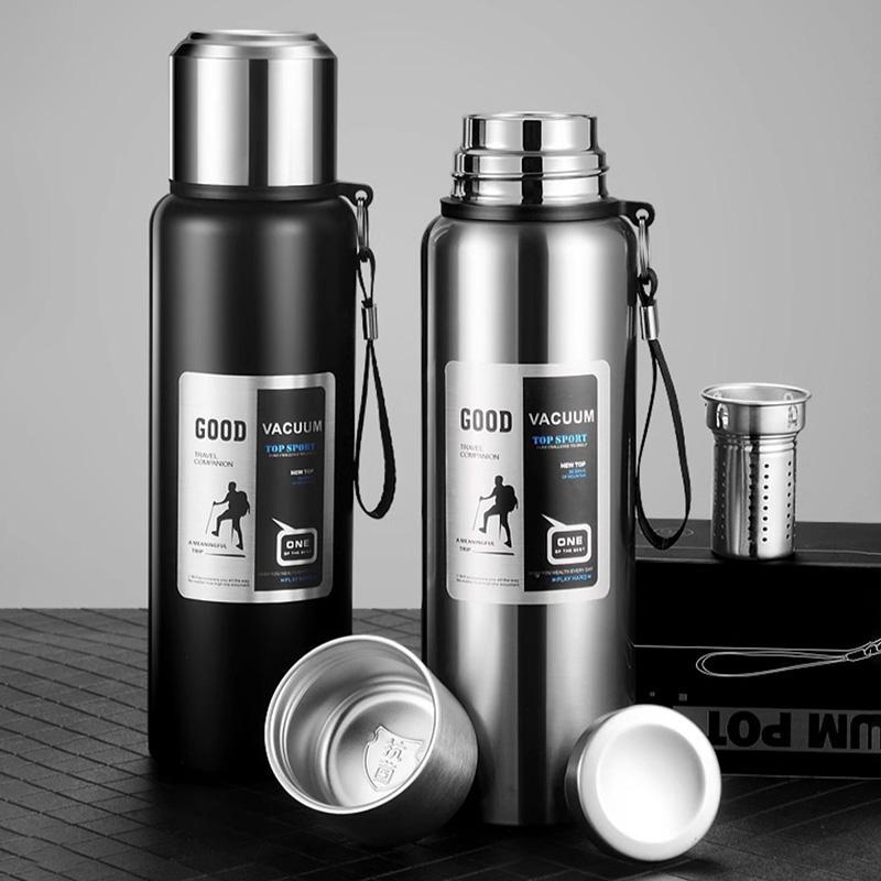 Large Capacity Stainless Steel Vacuum Insulated Water Bottle 316 Thermal Flask with Tea Infuser Leak Proof Portable Sports Bottle for Outdoor Travel