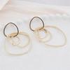 Big Metal Multilayer Circle Round Drop Earrings for Women Irregular Geometric Line Hollow Jewelry