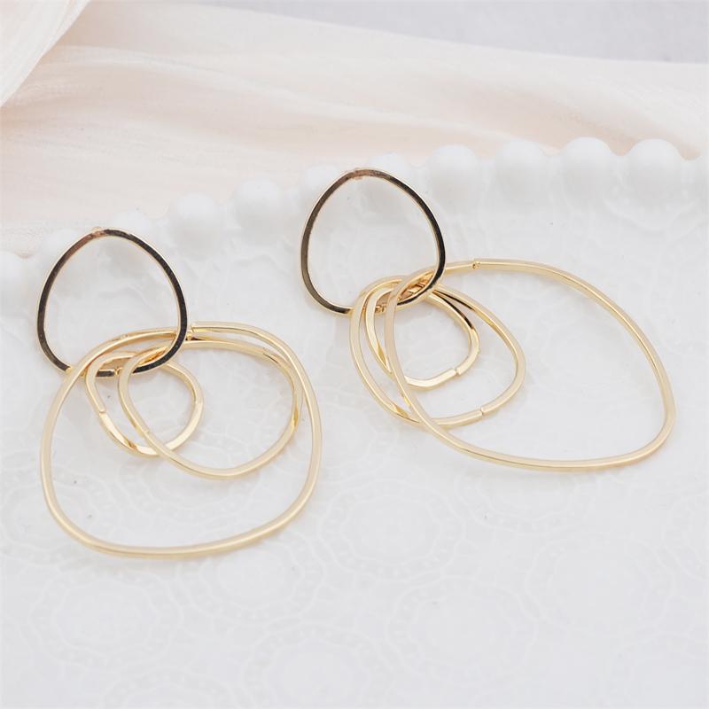 Big Metal Multilayer Circle Round Drop Earrings for Women Irregular Geometric Line Hollow Jewelry