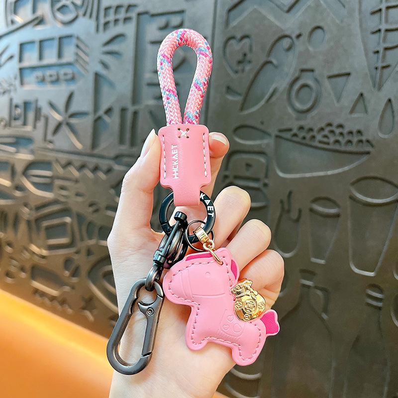 New Fashionable Leather Woven Rope, Money Soon, Keychain Cartoon Cute Car Key Chain Bag Pendant Wholesale