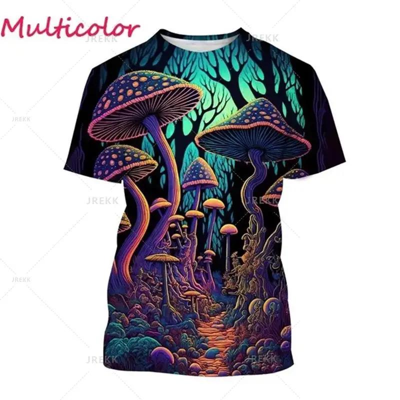 Mushroom 3D Printed T Shirt Plant Pattern Round Neck Short Sleeve Forest Fashion Casual Unisex Tops Tshirt High Quality T Shirt