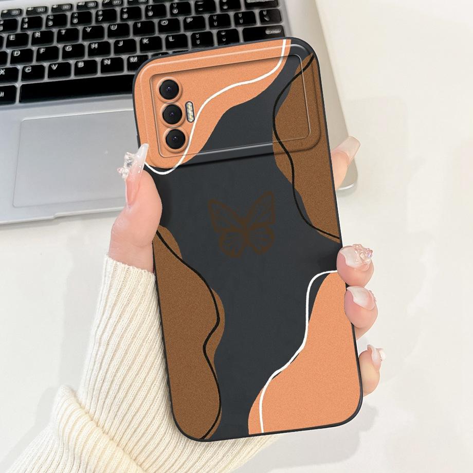 For Tecno Spark 8P KG7H KG7 KG7n Case Liquid Silicone Soft TPU Back Cover For Spark8P 8 P Phone Funda Gothic Black Night Bumper