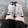 Podzimní a zimní návleky na nohy Lolita Kawaii Dlouhé přes stehno Silné ponožky Dámské Kreslené Černé Pletené Teplé Ponožky nad kolena pro ženy
