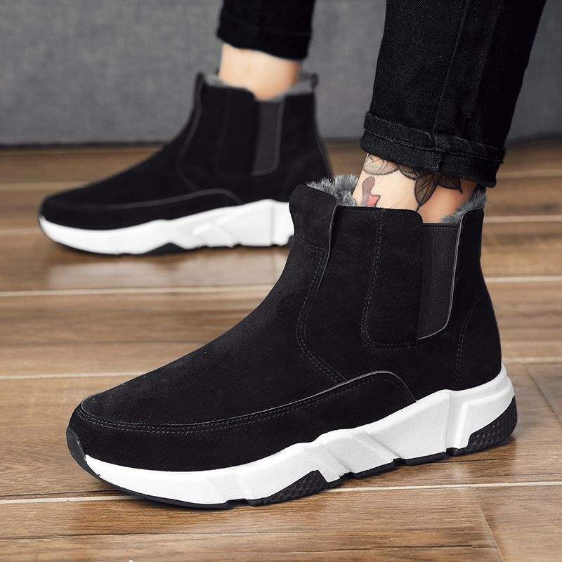 Winter Snow Boots Men's Warm Cotton Shoes Winter Velvet Thickened Northeast Cotton Boots Fur Integrated Men's Shoes