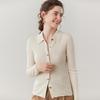 Slim Fit Polo Neck Cashmere Cardigan - Thin Wool Knit for Autumn/Winter