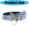 Jean-Look Fashion Belt with Scattered Star Pattern, PU Leather Sash, Metal Hardware and Fit Adjustment Points for Outfits