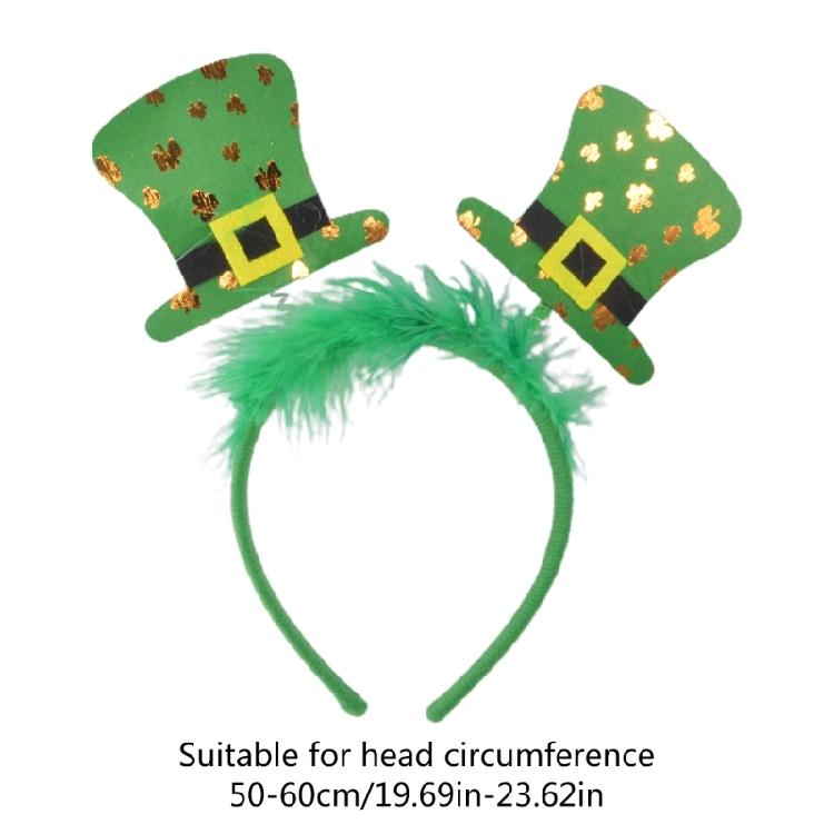 Green Hair Hoop for Luck and Good Fortune on Day Stylish Irish Hat Head Bopper