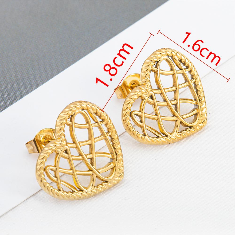 1Pair Mini Stainless Grid Design Steel Love Heart Stud Earrings for Women Girl Party Accessories DIY Jewelry Making Earring Base