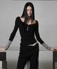 Kobeteu Dual Tone Button Long Sleeve [Black]
