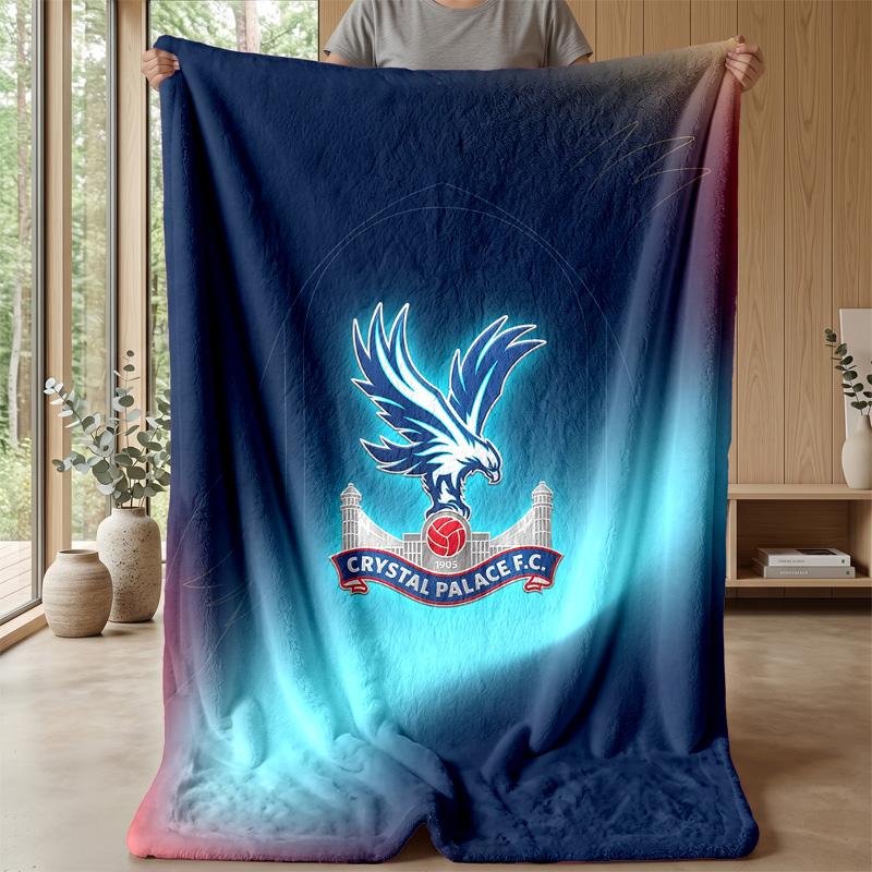 Couverture Flottante en Flanelle Imprimée Football Crystal Palace, Couverture Jetée Douce Chaude Légère pour Canapé Lit Camping