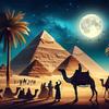 One - A Beautiful Picture of Egypt'S Desert and Pyramids Under the Moonlight - Diamond Painting Kit, 5D DIY Handmade Round Full Diamond Canvas Art Set
