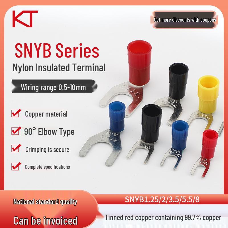 Kaishtong 90° U/Y-Shaped Nylon Pre-Insulated Terminal, SNYBS1.25-6-8