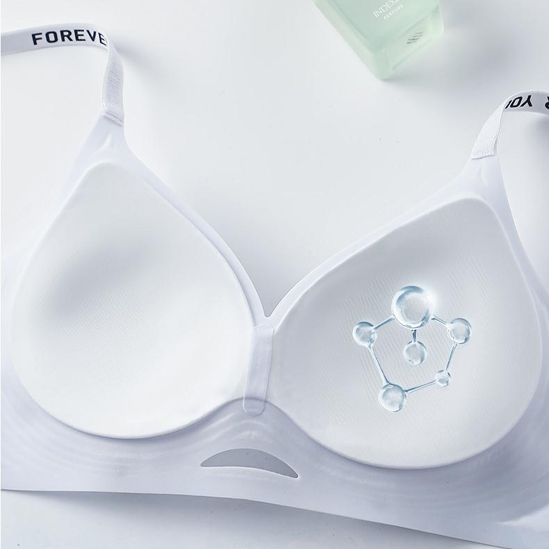 Thin Ice Silk Seamless Lingerie Women's Gathering Bra Thin Letter Shoulder Strap Breathable Bra Push Up Bra
