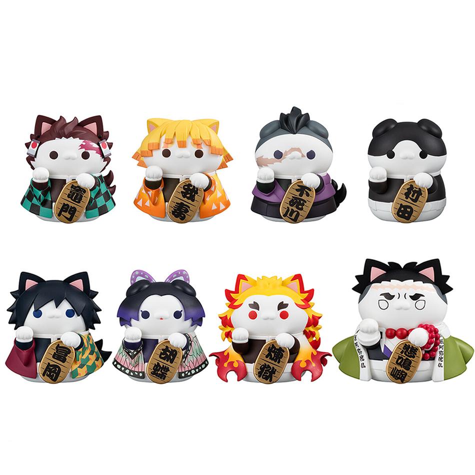 Demon Slayer Figure Toy Anime Kimetsu No Yaiba Q Version Lucky Cat Tanjiro Nezuko Inosuke Zenizu PVC Figurine Model Doll Gifts