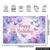 2D Cute Watercolor Butterfly Happy Birthday Backdrop Banner Party Decoration