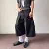 American Retro Pleated Wide-leg Cropped Trousers Men's Summer Thin Old Money Style Loose Straight Casual Shorts Tide