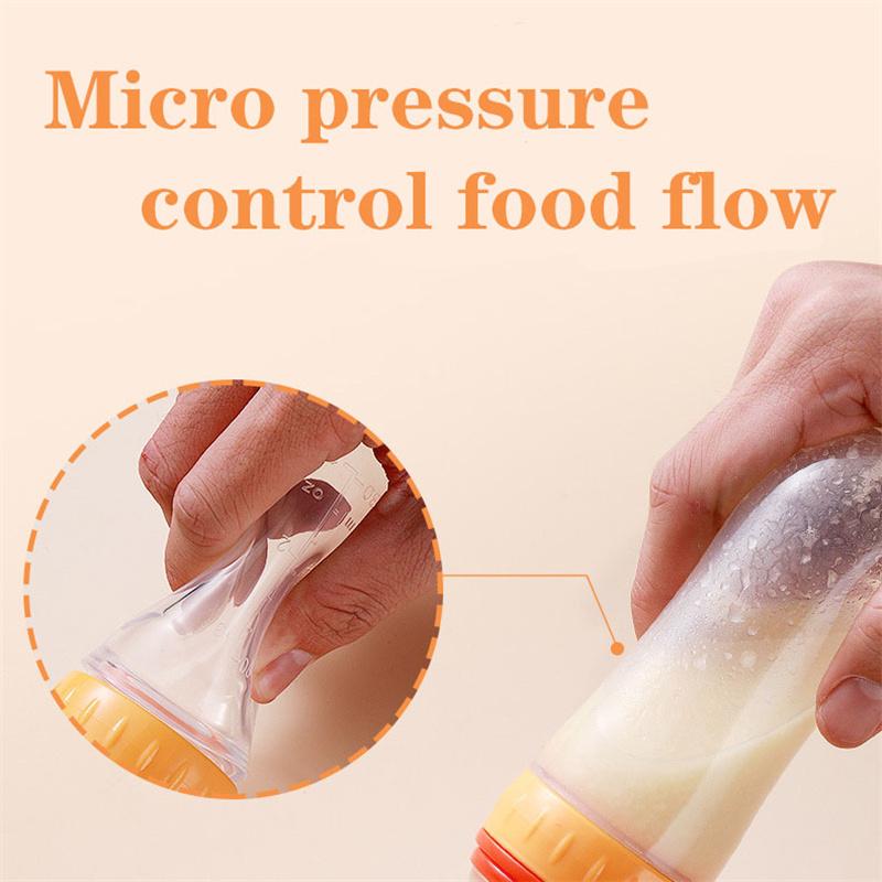 1Pc Safe Useful Silicone Baby Bottle With Spoon Food Supplement Rice Cereal Bottles Squeeze Spoon Milk Feeding Bottle Cup