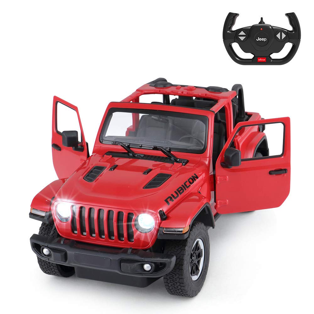 

RASTAR Машина на радиоуправлении Jeep Wrangler JL Rubicon, масштаб 1:14, с подсветкой и открывающимися вручную дверями, красный, 2.4 ГГц