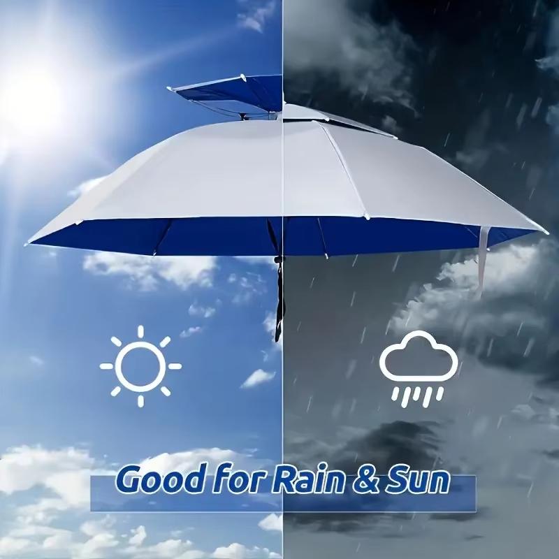 Rain Umbrella Hat Foldable Sun Shade Waterproof Fishing Headwear Cap Beach Head Hats Double-Layer UV Protection Sunscreen