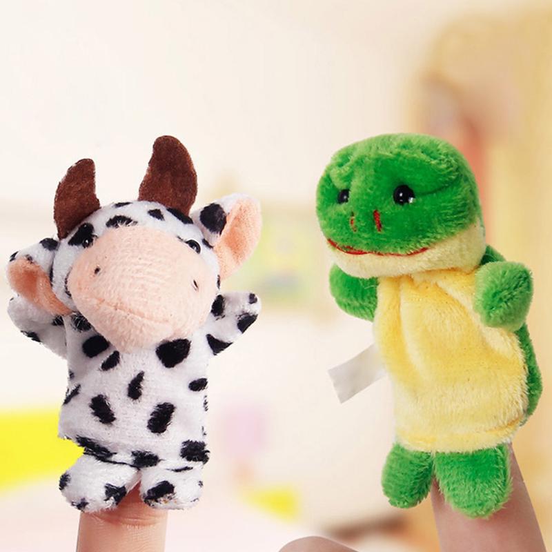 1/5/10Pcs/Lot Cartoon Animal Velvet Finger Puppet Children Toys Cute Kids Doll Plush Soft Toys Gift