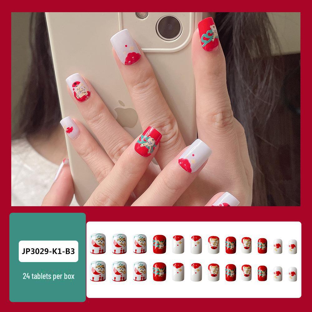 Reusable Blush Nail Art Set: 24 Detachable Wearable Nail Stickers