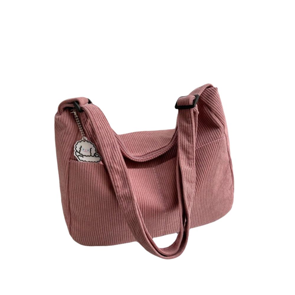 Korean Style Corduroy Shoulder Bag Solid Color Women Tote Bag Portable Crossbody Bag  Women
