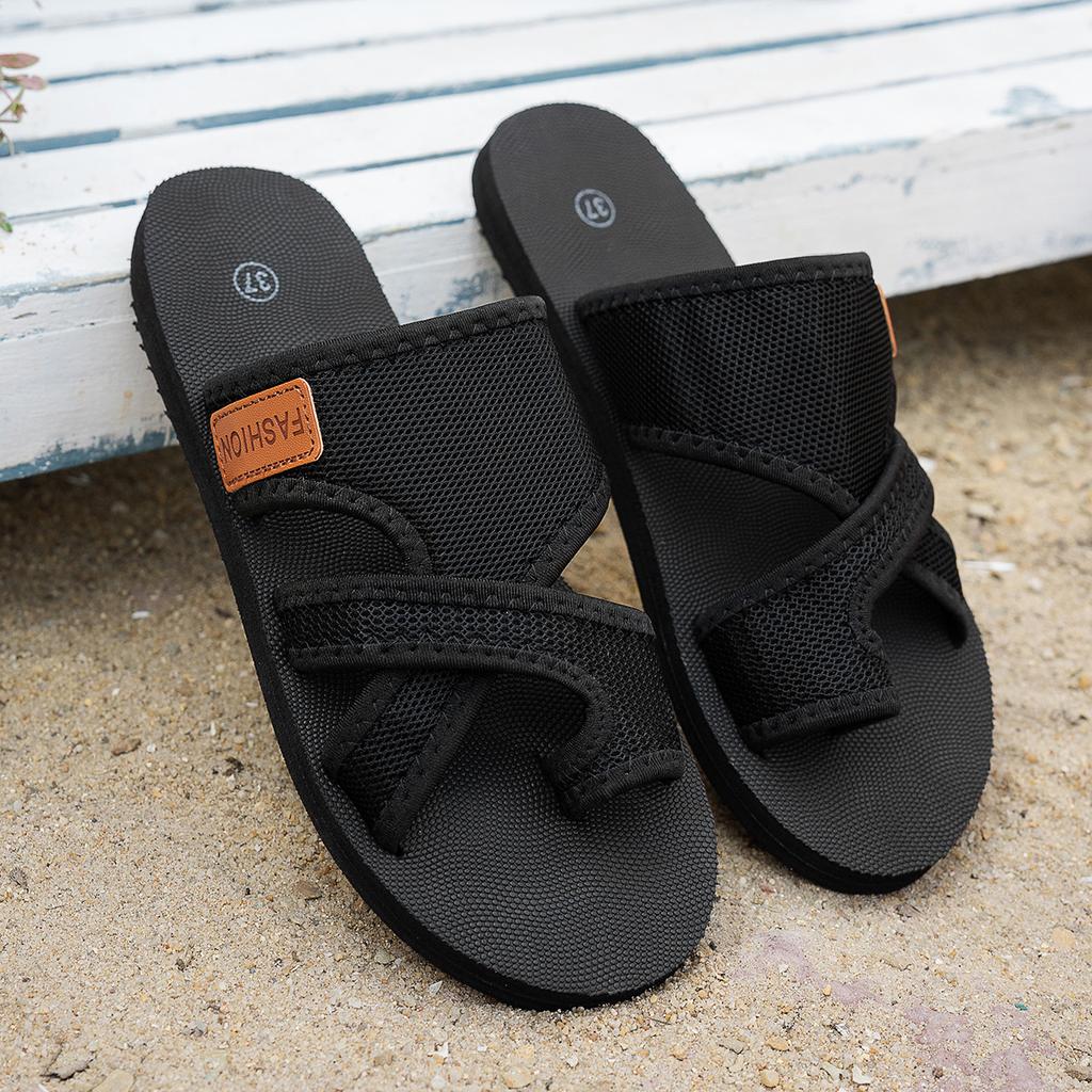 Ultra Light Sole, Large Size, Flat Bottomed Casual Slippers for Women, Lightweight Open Toe Set, Color Blocked Beach Slippers for Feet