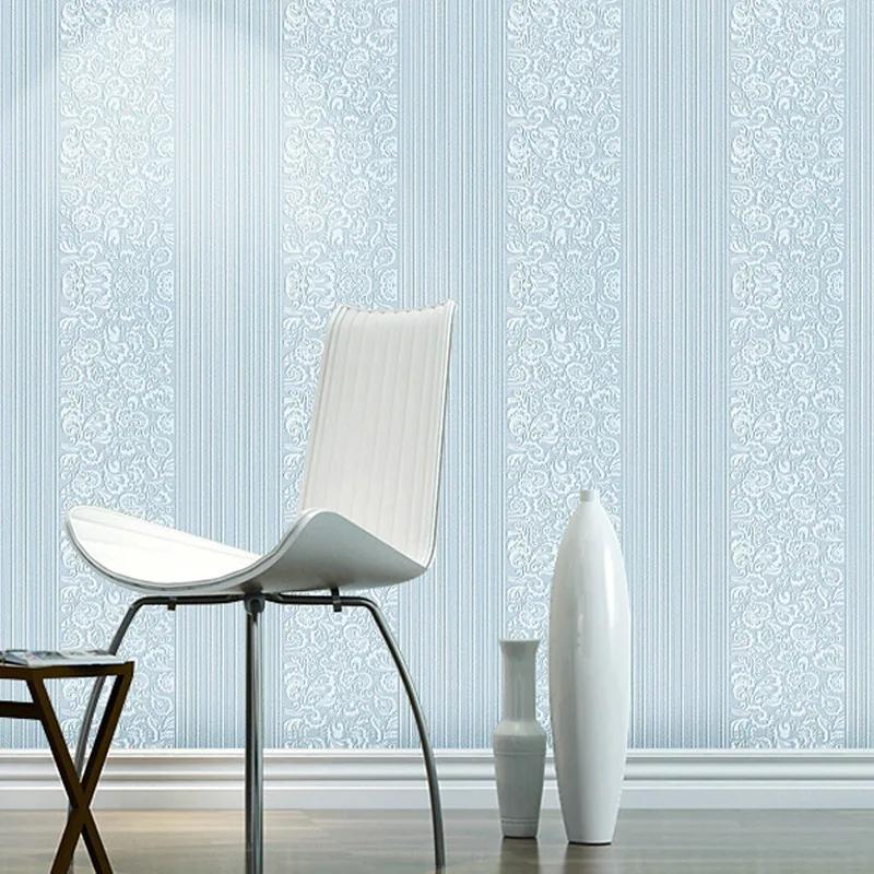 Dekoracja Domu Tapeta Luksusowe Tapety do Sypialni 3d Paskowana Tapeta Styl Europejski Duża Wytłaczana Tapeta w Kwiaty