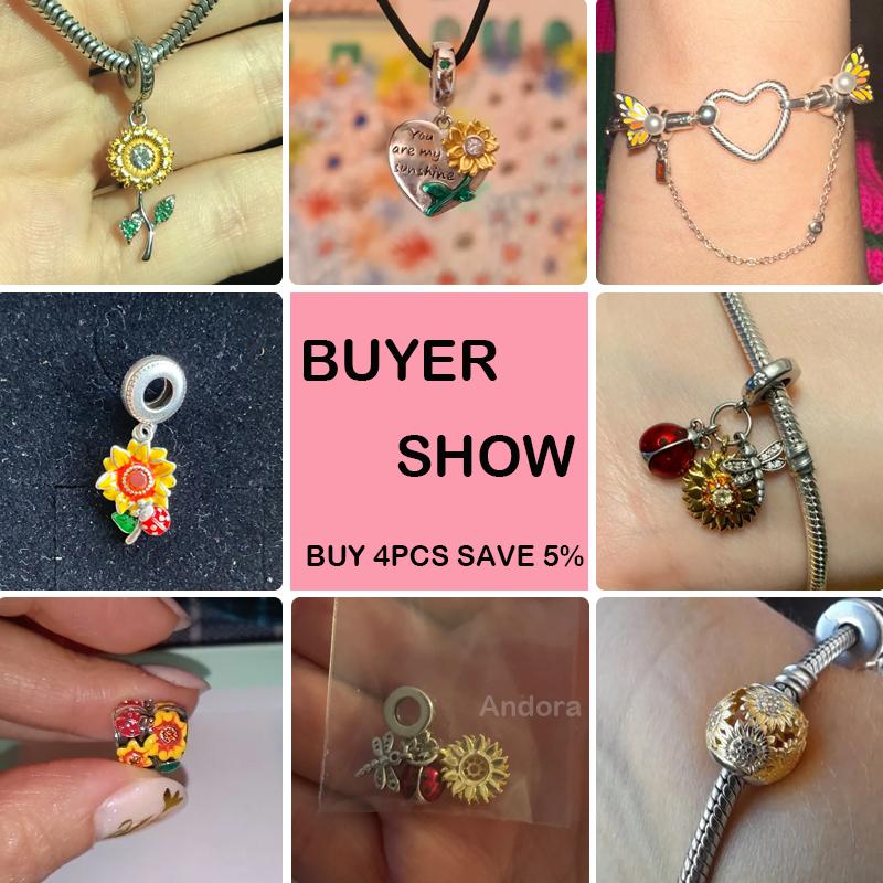 Copper Fashion Golden Sunflowers Heart Charms Beads Fit Qikaola Original Bracelets Luxury Party Diy Jewelry