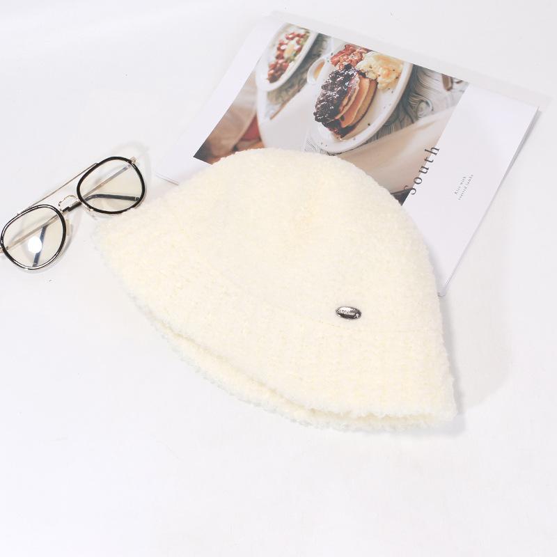 Autumn and Winter Lamb Wool Hat for Women Knitted Fisherman Hat Fashionable Casual Face Small Bucket Hat Warm Basin Hat Trendy