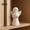 Décor Ange en Résine PLA Durable Statue Cœur Imprimée en 3D Figurine Blanche Prieuse pour Ornement Décoratif Salon Chambre Ornement Minimaliste pour la Maison,