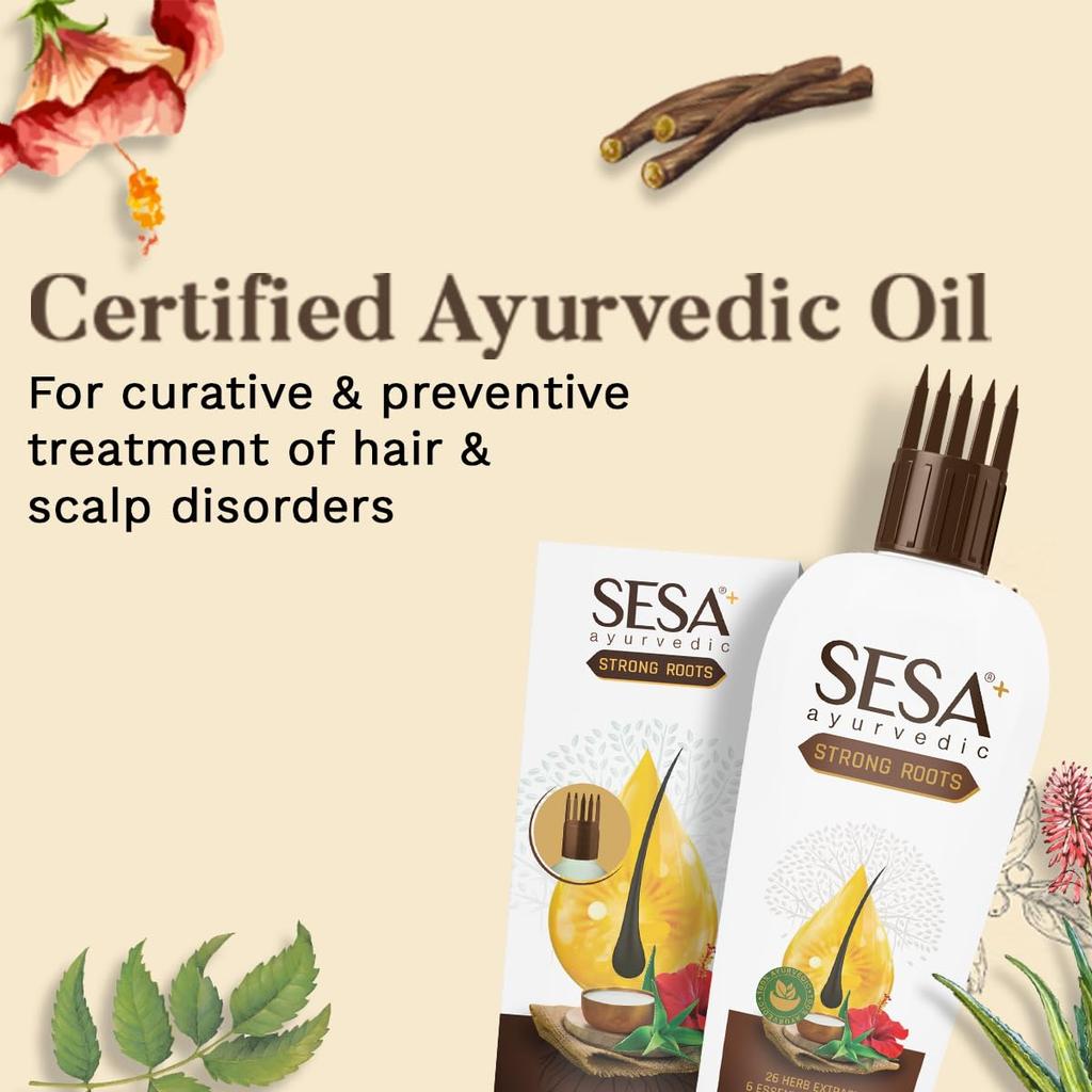 SESA Ayurvedic Strong Roots Hair Oil 200 Ml For Hair Fall Control, Growth & Scalp Nourishment – Herbal Oil For Men & Women