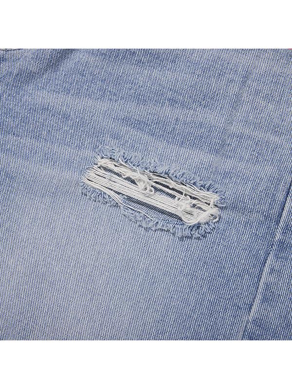 KIRSH Damaged Half Denim Pants [Light Blue]
