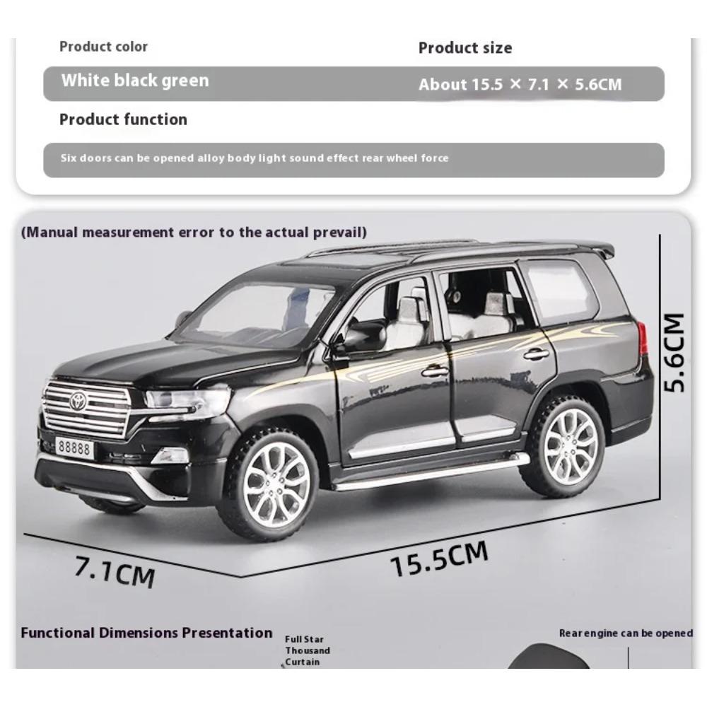 Miniaturen 1/32 Toyota Land Cruiser Legierung Off Road Diecast Modell Sound Licht Pull Back Spielzeug Schreibtisch Fahrzeugmodell Ornamente Geschenk