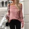 Womens Long Sleeve Knit Sweater Solid Color Off Shoulder Turtleneck Loose Fit Winter