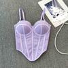 Summer Tight Ladies Trendy Stylish Bustier Basic Vintage Mesh Corset Bra Vest