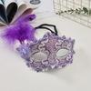 Sexy Half Face Lace Masquerade Mask 8 Colors Optional Feather Decoration Mini Hat Halloween Party Makeup Costume Prop For Women
