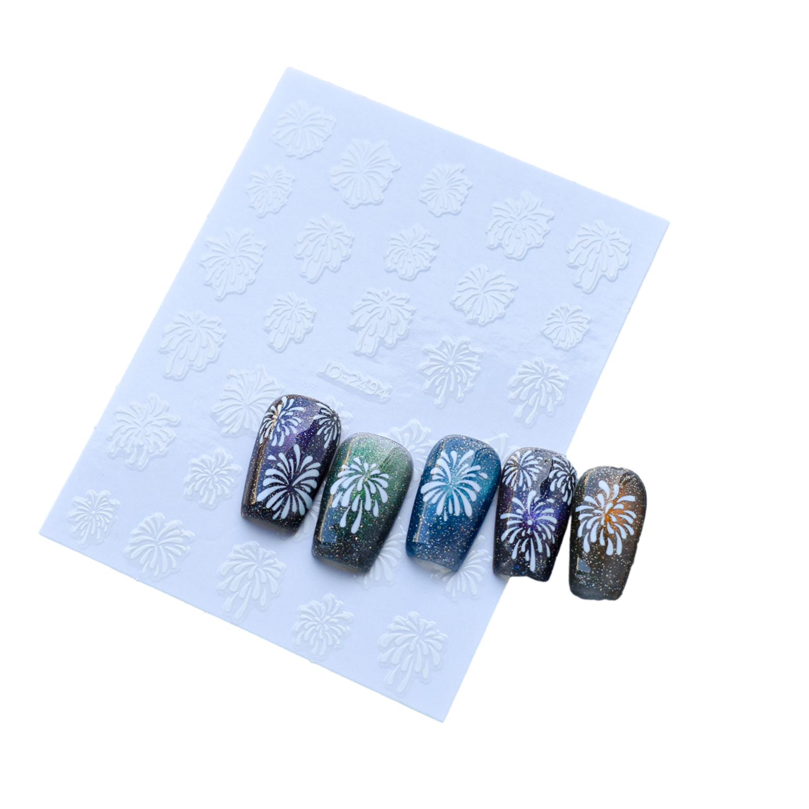 

Рождественские наклейки для ногтей, самоклеящиеся, фейерверк, украшения, аксессуары для дизайна ногтей для женщин и девочек 2