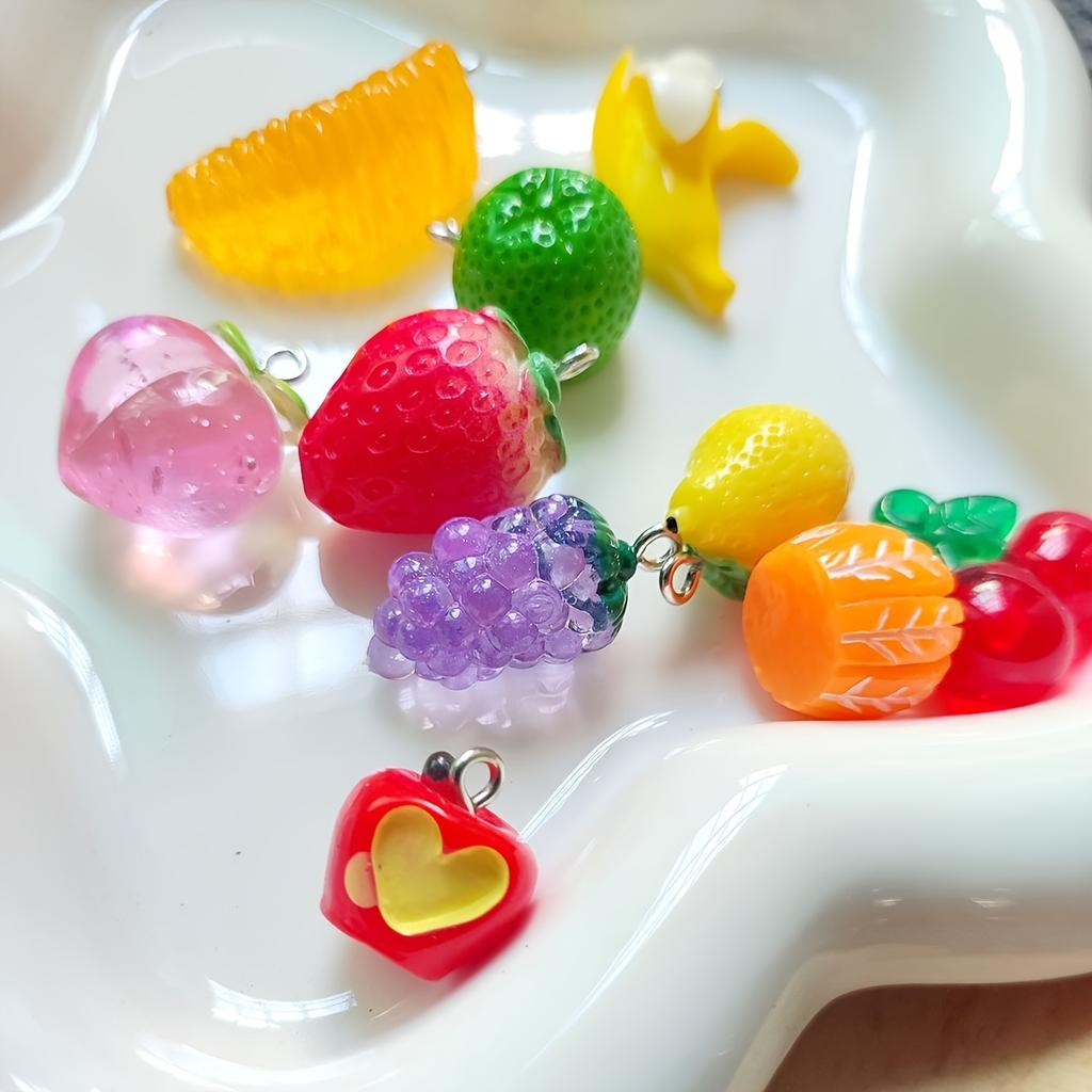 10Pcs Mix Random Lot Resin Cute Fruit Apple Lemon Charms Strawberry Grape Pendants For Jewelry Making Diy Necklace Bracelet