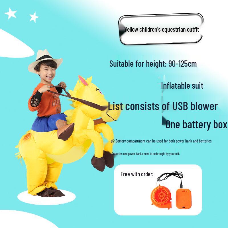Aufblasbares Cowboy-Kostüm für Erwachsene & Kinder zum Reiten – Lustiger Festival-Performance-Anzug