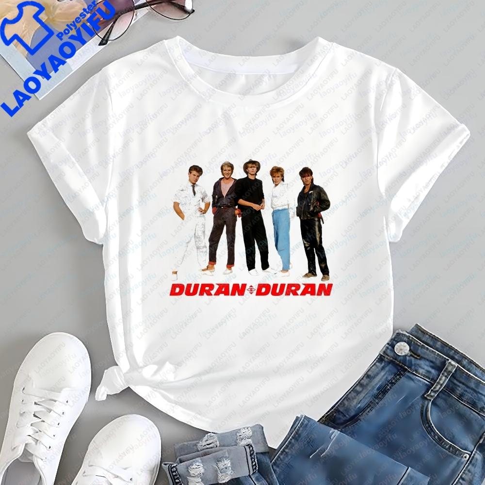 Retro Duran Duran Print Tshirt Unisex Streetwear Shortsleeved Shirt Suitable for Both Unisex and Unisex Large Size